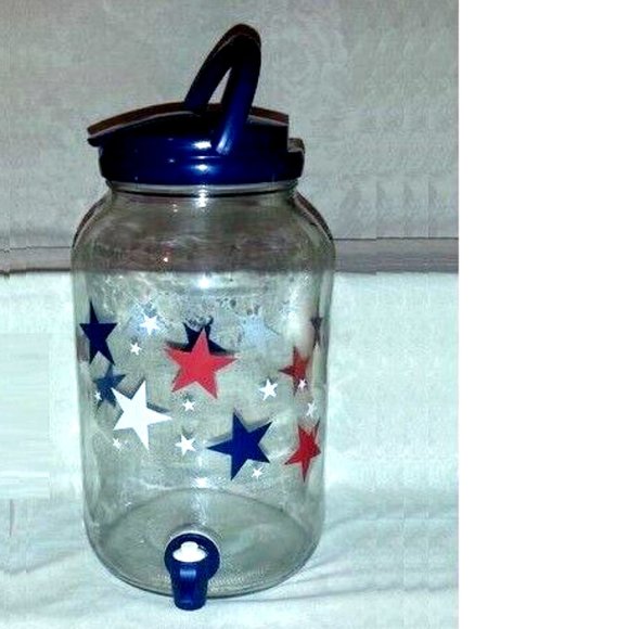 Vintage 4 JULY  Dispenser Glass Beverage (Jar Drink Pitcher) Made In USA - Picture 2 of 4